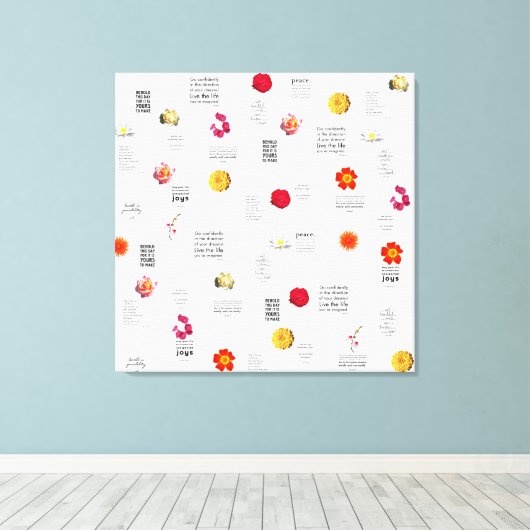 Moderne Kleurrijke Bloem Dagelijkse Leuke Citaten Canvas Afdruk (Insitu (Houten vloer))