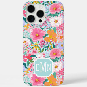Moderne Kleurrijke Bloem Tuin Monogram  iPhone 16 Pro Max Hoesje