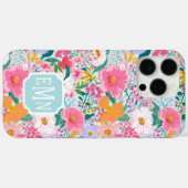 Moderne Kleurrijke Bloem Tuin Monogram  Case-Mate iPhone Case (Achterkant (horizontaal))