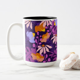 Moderne kleurrijke bloem tweekleurige koffiemok