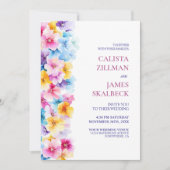 Moderne kleurrijke bloemen alles in één bruiloft kaart (Voorkant)