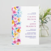 Moderne kleurrijke bloemen alles in één bruiloft kaart (Staand voorkant)