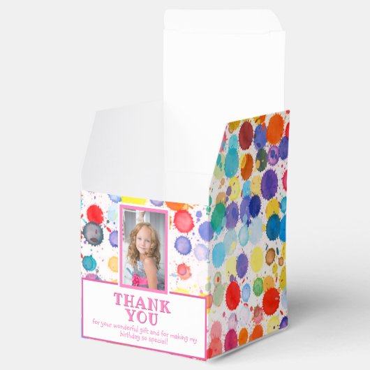 Moderne kleurrijke bloemen Foto Birthday Dank u Bedankdoosjes (Geopend)