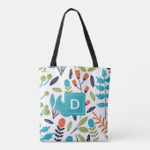 Moderne kleurrijke bloemen + gebladerte patroon mo tote bag (Achterkant)