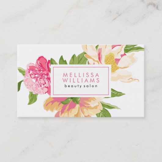Moderne kleurrijke bloemen illustratie visitekaartje (Voorkant)
