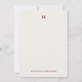 Moderne Kleurrijke Bloemen Monogram & Naam Notitiekaartje (Voorkant)