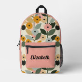 Moderne Kleurrijke Bloemen Patroon Meisjes School Bedrukte Rugzak (Voorkant)