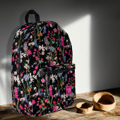Moderne Kleurrijke Bloemen Patroon Zwart Aangepast Bedrukte Rugzak