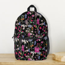 Moderne Kleurrijke Bloemen Patroon Zwart Aangepast