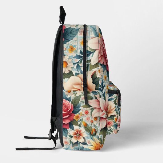 Moderne Kleurrijke Bloemen Rugzak (Links)