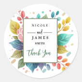 Moderne kleurrijke bloemen Waterverf Ronde Sticker (Voorkant)