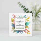Moderne kleurrijke bloemen Waterverf Save The Date (Staand voorkant)