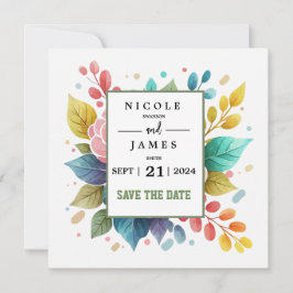 Moderne kleurrijke bloemen Waterverf Save The Date