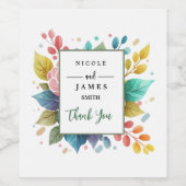 Moderne kleurrijke bloemen Waterverf Wijn Etiket (Enkel label)