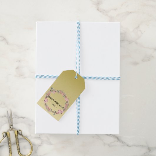 Moderne kleurrijke bloemenbloem op maat monogram cadeaulabel (Met Touw)