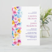 Moderne kleurrijke bloemenbruiloft kaart (Staand voorkant)