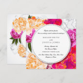 Moderne kleurrijke bloemenkrans bruiloft uitnodigi kaart (Voorkant / Achterkant)