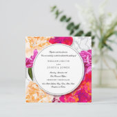 Moderne kleurrijke bloemenkrans bruiloft uitnodigi kaart (Staand voorkant)