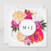 Moderne kleurrijke bloemenkrans bruiloft uitnodigi kaart (Achterkant)