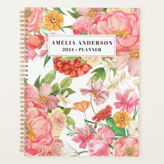 Moderne kleurrijke bloemenmaand en wekelijks planner (Voorkant)