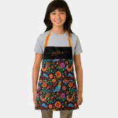 Moderne kleurrijke bloemenmeisje naam schort (Insitu)