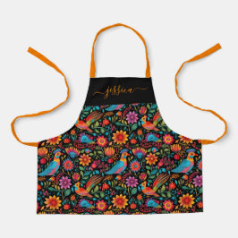 Moderne kleurrijke bloemenmeisje naam schort