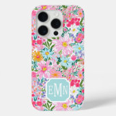 Moderne Kleurrijke Bloementuin Monogram Case-Mate iPhone Case (Achterkant)