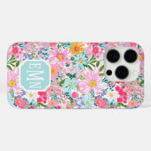 Moderne Kleurrijke Bloementuin Monogram Case-Mate iPhone Case (Achterkant (horizontaal))