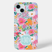 Moderne Kleurrijke Bloementuin Monogram Case-Mate iPhone Case (Achterkant)
