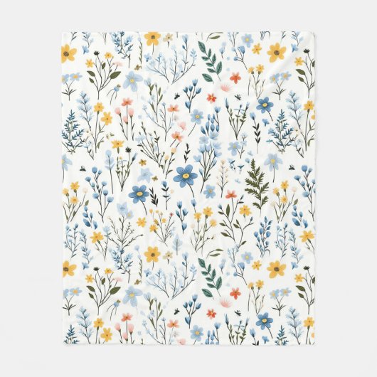 Moderne Kleurrijke Bloementuin Wildbloemen Kwekeri Fleece Deken (Voorkant)