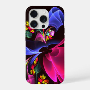 Moderne Kleurrijke Bloemige Abstracte Kunstpatroon iPhone 15 Pro Case