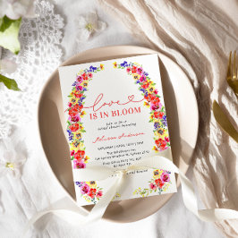 Moderne Kleurrijke Bloemige Liefde in Bloei Bruids Kaart