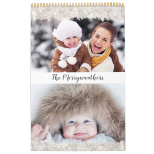 Moderne kleurrijke bloemmotief familiefoto kalender