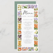 Moderne Kleurrijke Boho Chic Bruiloft Menu (Voorkant / Achterkant)