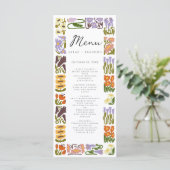 Moderne Kleurrijke Boho Chic Bruiloft Menu (Staand voorkant)
