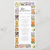 Moderne Kleurrijke Boho Chic Bruiloft Menu (Voorkant)