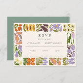 Moderne Kleurrijke Boho Chic Bruiloft RSVP Kaartje (Voorkant / Achterkant)