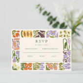 Moderne Kleurrijke Boho Chic Trouwen RSVP Kaartje (Staand voorkant)
