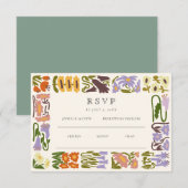Moderne Kleurrijke Boho Chic Trouwen RSVP Kaartje (Voorkant / Achterkant)