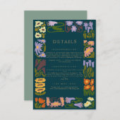 Moderne kleurrijke Boho chique bruiloft details Informatiekaartje (Voorkant / Achterkant)