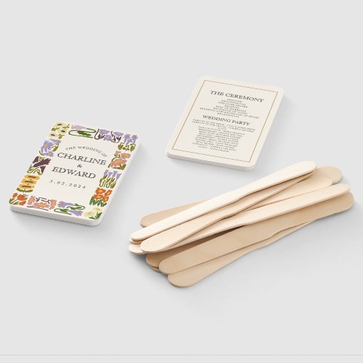 Moderne kleurrijke Boho chique bruiloft programma' Handwaaier (Niet-gemonteerd)