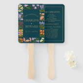 Moderne kleurrijke Boho chique bruiloft programma' Handwaaier (Voorkant en achterkant)