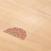 Moderne Kleurrijke Boho Etnische Bloemen Mandala H Acryl Uitnodigingen (Laagn)