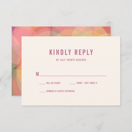 Moderne Kleurrijke Bokeh Lights Lavendel Bruiloft RSVP Kaartje (Voorkant / Achterkant)