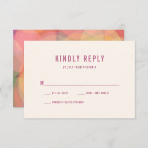 Moderne Kleurrijke Bokeh Lights Lavendel Bruiloft RSVP Kaartje