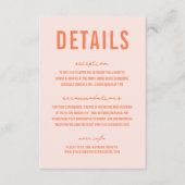 Moderne Kleurrijke Bokeh Lights Perzik Bruiloft Informatiekaartje (Voorkant)