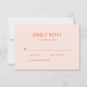 Moderne Kleurrijke Bokeh Lights Perzik Bruiloft RSVP Kaartje (Voorkant)