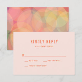 Moderne Kleurrijke Bokeh Lights Perzik Bruiloft RSVP Kaartje