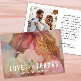 Moderne Kleurrijke Bokeh Overlay Foto Bruiloft Bedankkaart