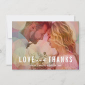 Moderne Kleurrijke Bokeh Overlay Foto Bruiloft Bedankkaart (Voorkant)